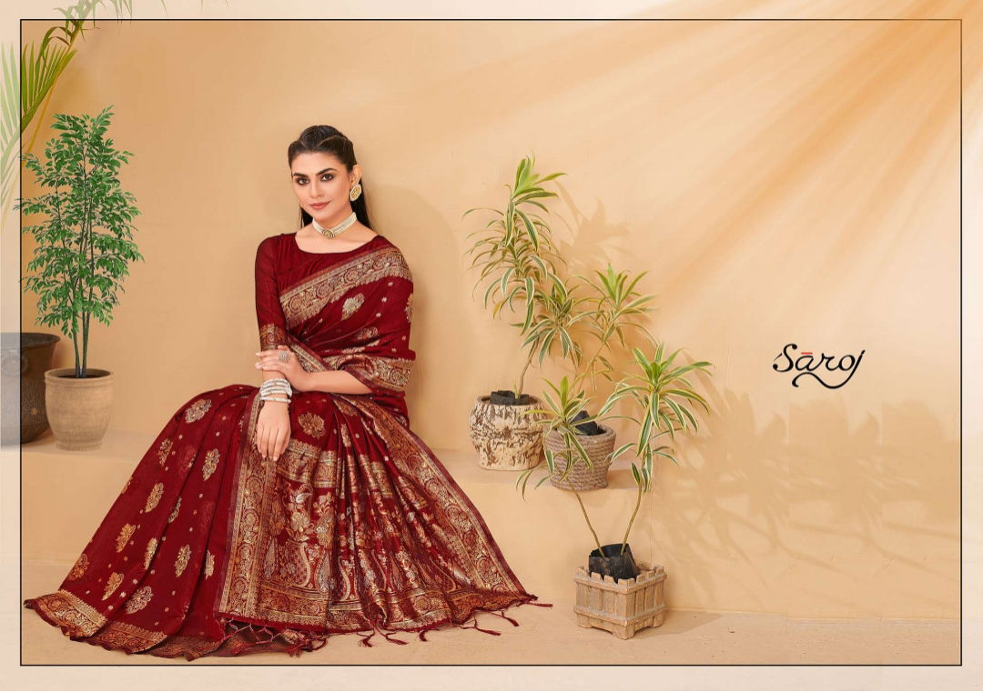 Saroj Andaaz Fancy Festive Wear Designer Cotton Silk Saree Collection